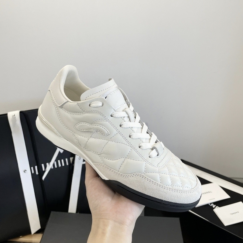 Soft Surface and Soft Bottom ~ Tweed Style Silver Flats-Soled Moral Training Shoes for Women 25 Spring New Genuine Leather Round-Toe Casual Tennis Shoes