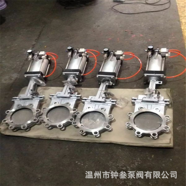 不锈钢气动刀型闸阀 PZ673H-10P PZ673W-10P 耐磨排渣气动插板阀