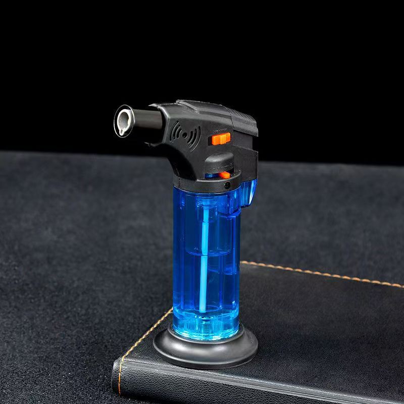 透明なストレート火炎銃ロック可能な火災防風インフレータブルライター卸売灸灸点火ライター|undefined