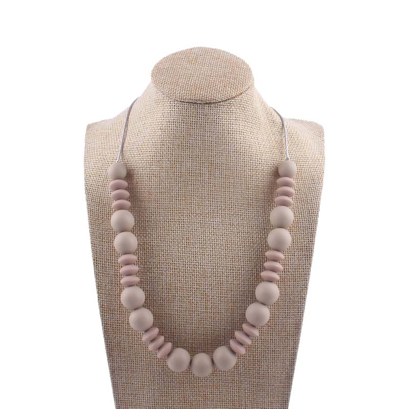 Nuevo bebé molar silicona mordedor collar masticable colgante creativo DIY cuentas redondas espaciador cuentas collar de cuentas