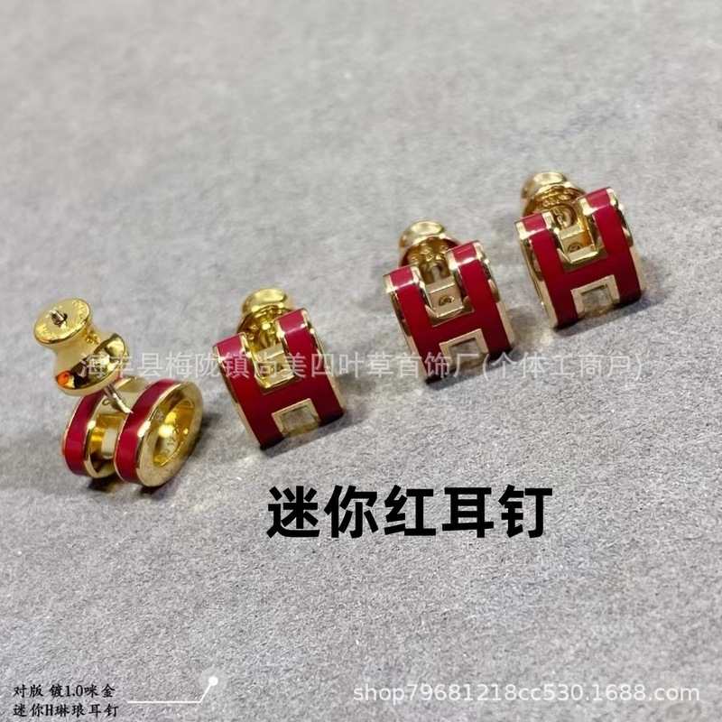 精工版V金H珐琅大号项链女mini锁骨链吊坠高级时尚百搭流行女耳钉|undefined