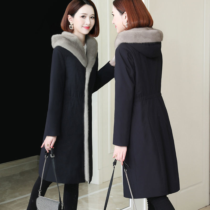 2023 Winter new mink velvet women's coat thickened warm fashion detachable parka coat nylon overcoat 2023 Winter new mink velvet women's coat thickened warm fashion detachable parka coat nylon overcoat