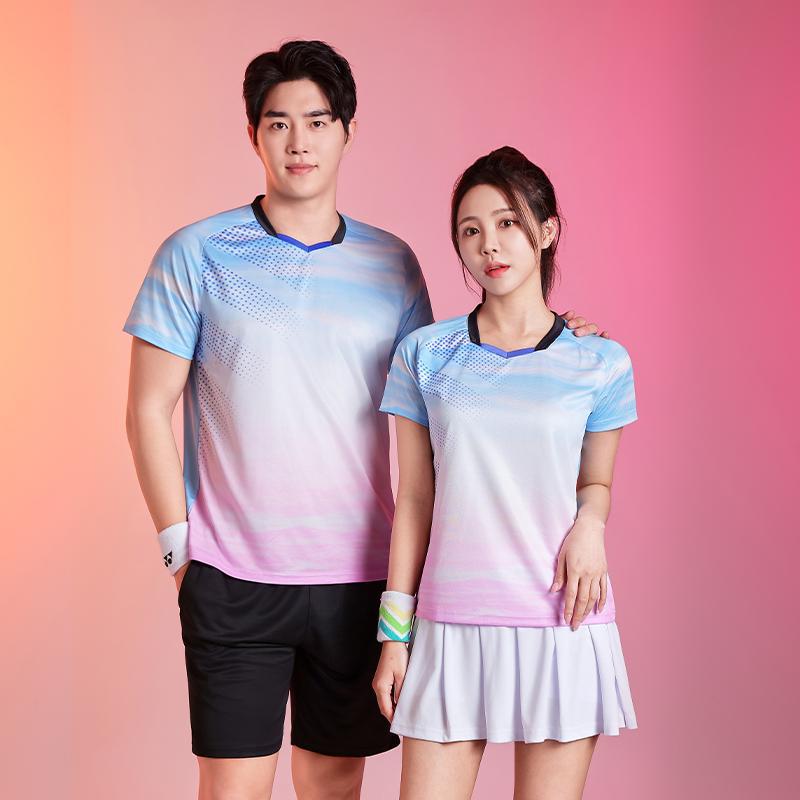 330 pink blue single top black shorts