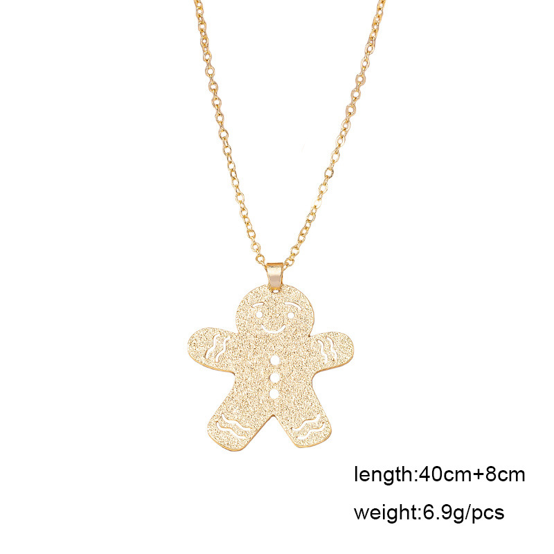 Cartoon cute gingerbread man necklace simple design sense hollow clavicle chain