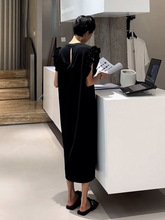 9677夏季女装法式高级感气质名媛女神范黑色无袖连衣裙子小众设计