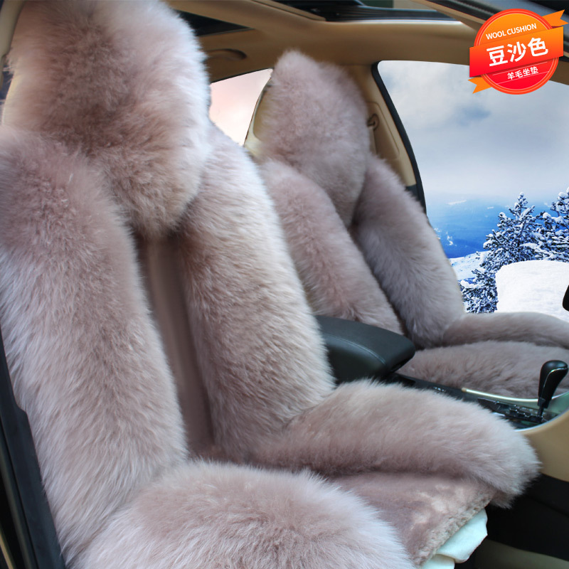 Winter wool car seat cushion plush seat cover pure wool long hair winter wool pad warm thickened car mat popular online