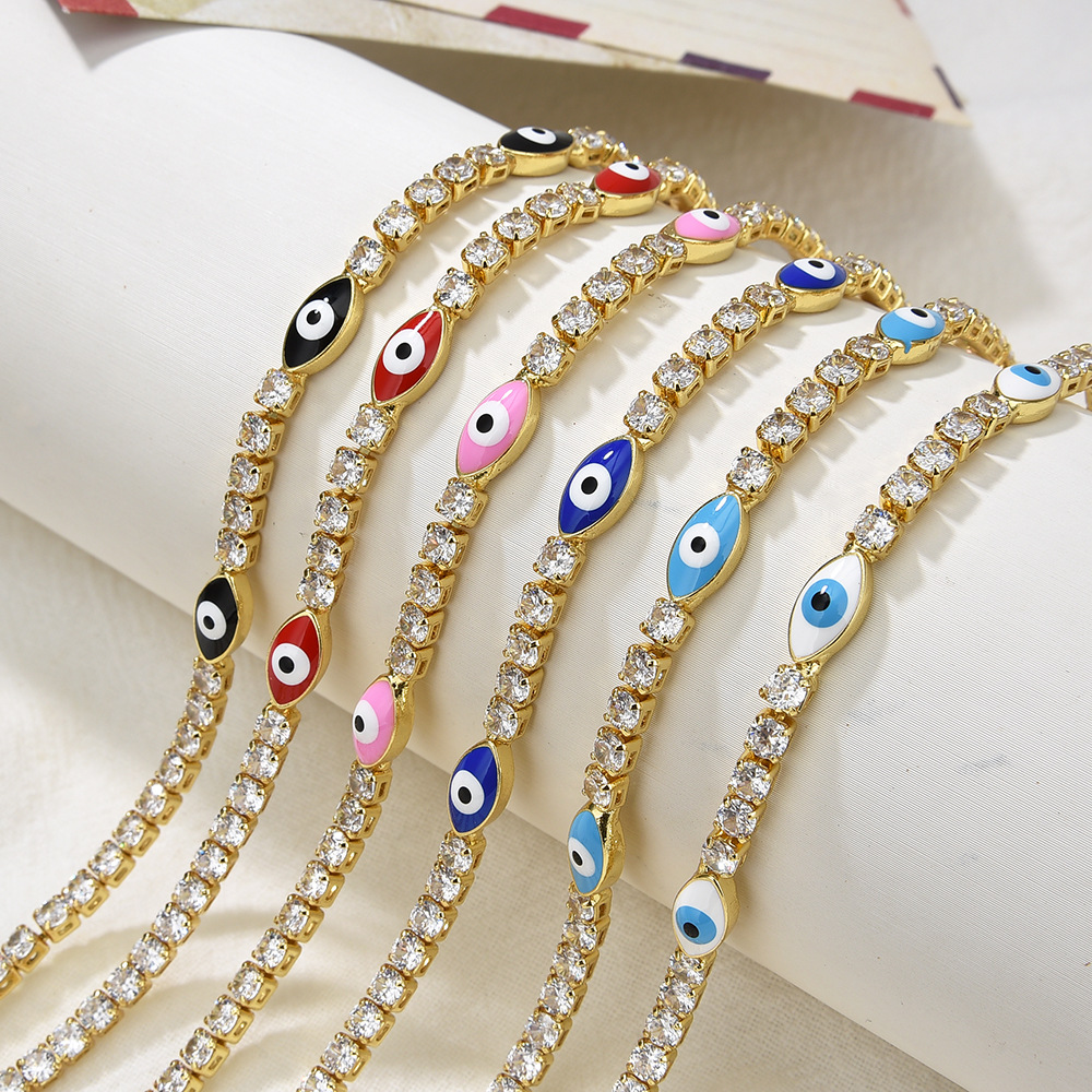 Retro Devil's Eye Copper Inlay Zircon Bracelets 1 Piece display picture 1