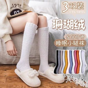 Solid Color Calf Coral Velvet Socks Winter Warm Thickened Snow Socks Simple ins Trendy All-Match Stockings Pressure Socks
