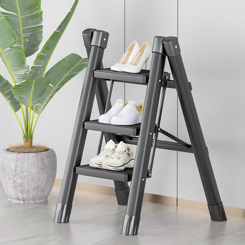 Elongate Multi-functional Home Ladder, Folding Step Stool, Telescopic Stair, Thick Carbon Steel A-Frame Ladder, Three-Step Stool