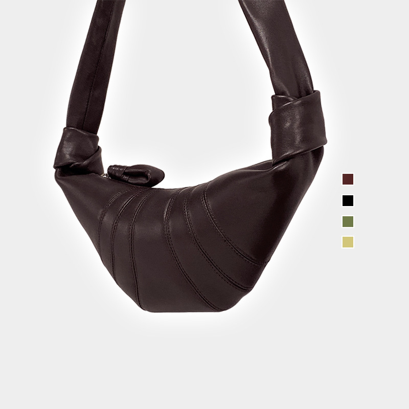 French Top-Grain Lambskin Genuine Leather Croissant Bag Dumpling Bag Croissant Bag Crossbody Bag for Women 2025 New Model