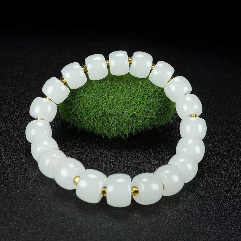 Imitation Hetian White Jade Bracelet for Men and Women, Couple Style, Traditional Beads, Abacus Beads, Jade Gift, Street Vendor Supply Imitation Hetian White Jade Bracelet for Men and Women, Couple Style, Traditional Beads, Abacus Beads, Jade Gift, Street Vendor Supply