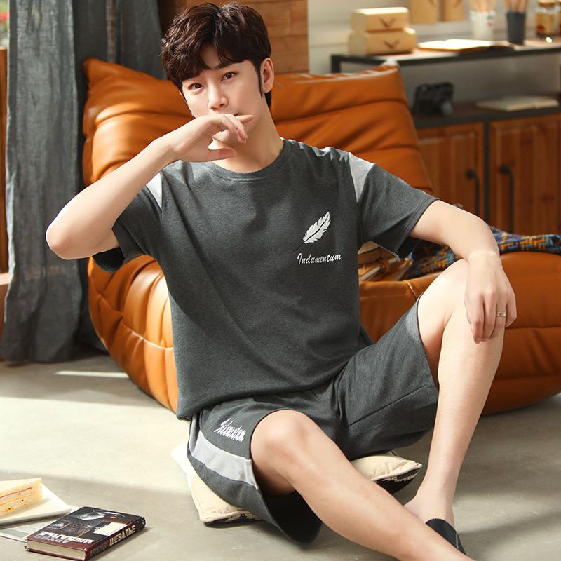 2022 verano nuevos hombres pijamas pantalones cortos de algodón de manga corta jersey de dos piezas ropa de abrigo casual de algodón ropa de casa