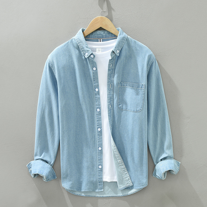 8839 Denim shirt men's long sleeve fashion loose Japanese fresh trend casual shirt coat manufacturers on behalf of the hair