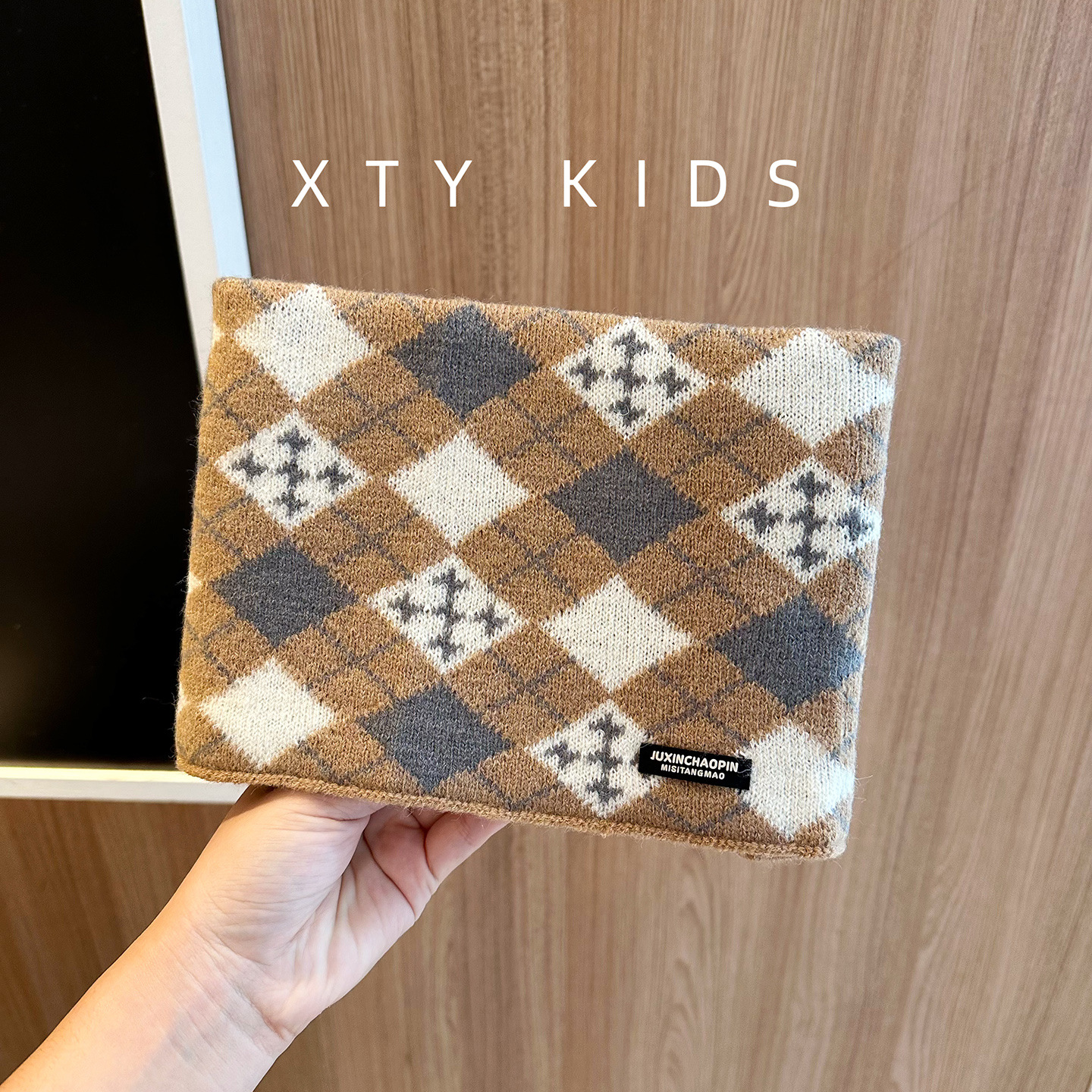 Cuello para niños invierno grueso calentamiento lana tejo cuello colgar máscara de orejas protectoras de viento bufandas de moda