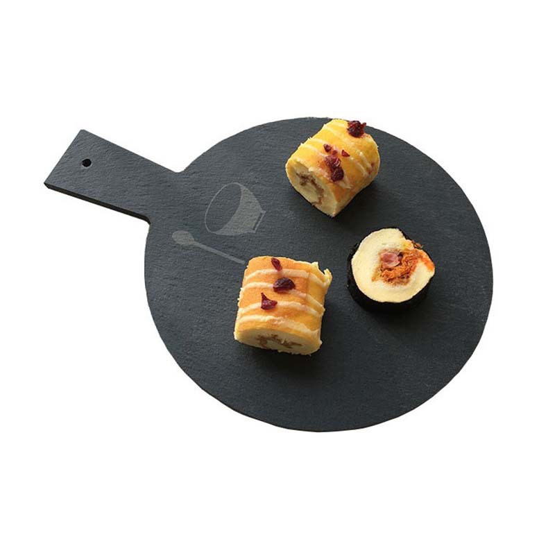 Pizarra de estilo japonés Placa de roca borde recto queso pizza sushi con mango cabeza de roca placa pastel mantel al por mayor