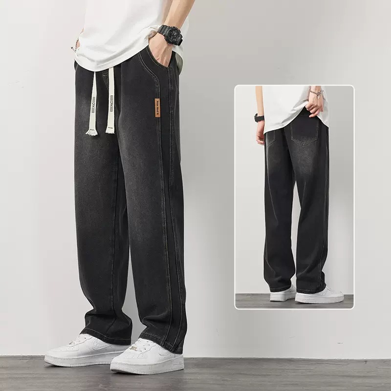 Men's Fleece-lined Thick Loose Straight Jeans Image 4