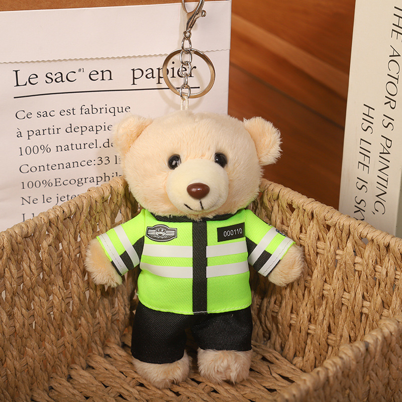 2025 nuevo uniforme de oso fuego cielo azul rescate colgante Teddy bear muñeca juguete de peluche publicidad llavero