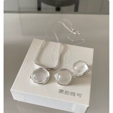 带柔光白月光清透猫眼石搭配亮银简约百搭不挑风格日常通勤提气质