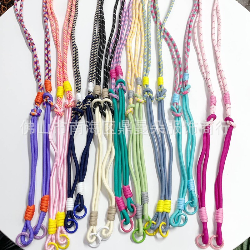 New Inspired Japanese and Korean Style Color-matching Knot Long Rope Mobile Phone Case Drop-resistant Crossbody Rope Pendant Trendy Bag Kettle Trendy Rope Lanyard