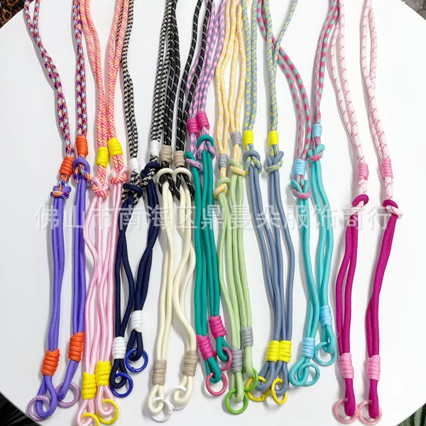 New Inspired Japanese and Korean Style Color-matching Knot Long Rope Mobile Phone Case Drop-resistant Crossbody Rope Pendant Trendy Bag Kettle Trendy Rope Lanyard