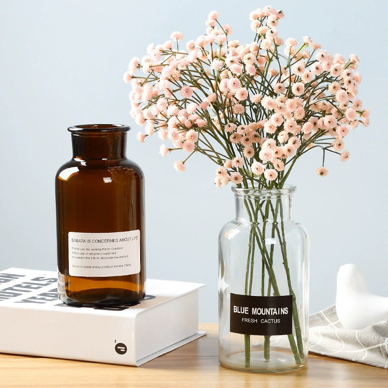 Скандинавский японский стиль Цветочный дизайн Аксессуары для интернет-знаменитостей Мини-цветок Маленькая ваза Бутылка для лекарств с реагентом Декоративная бутылка Маленькая коричневая бутылка