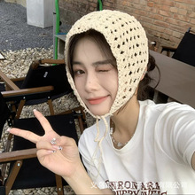 新款法式复古针织三角头巾网红发带束发方巾千禧年Y2K风手钩头饰