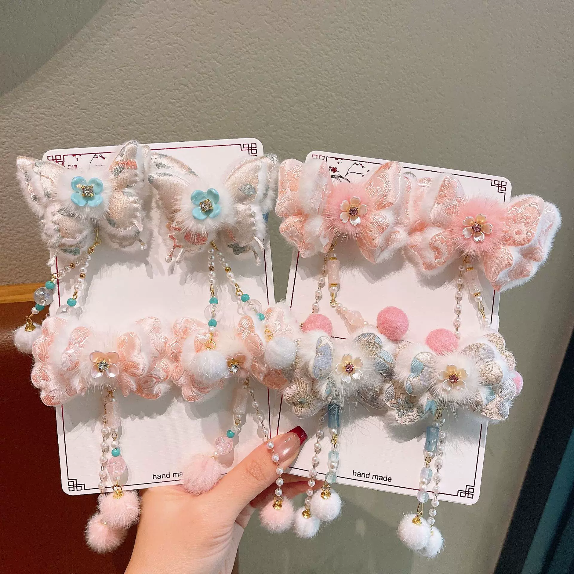 儿童新年头饰女童红色拜年发夹小女孩中国风宝宝过年古风汉服发饰