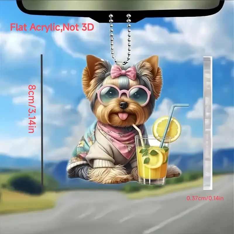 Nuevo cross-border bebidas gaseosas adorables perros colgante acrílico plano espejo retrovisor colgante mochila colgante