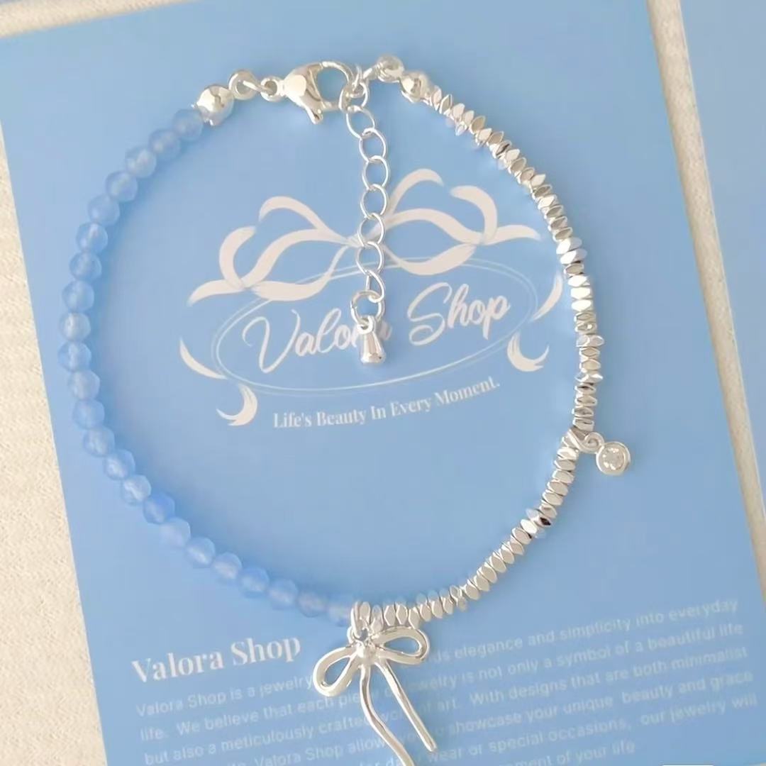 Pulsera de cristal optimizada de piedra biliar negra de aguamarina pulsera fresca, dulce y sencilla de todo fósforo