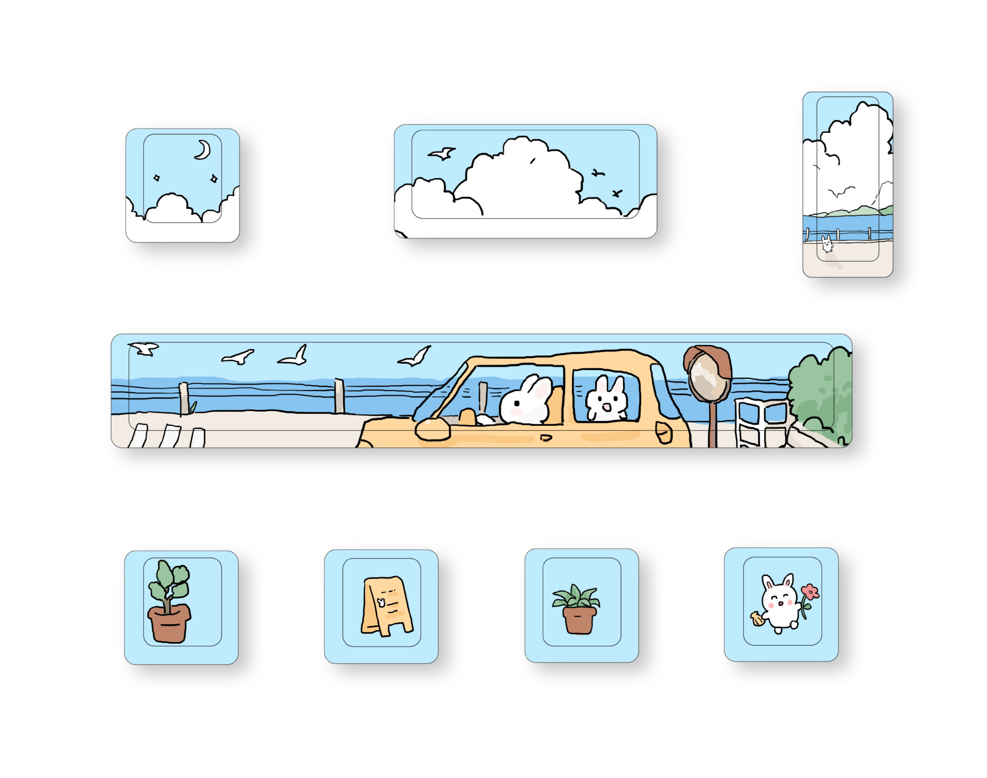 Tema lindo personalizado teclado suplementario de ocho piezas conjunto de sublimación de cinco lados fábrica original MDA fábrica original teclado altamente mecánico