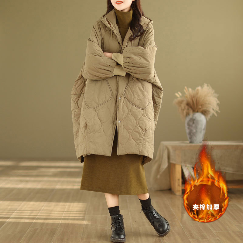 겨울 중간 길이 다운 코튼 패딩 재킷 한국 스타일 루즈 슬림 핏 후드 뉴 코튼 패딩 따뜻한 마름모꼴 재킷