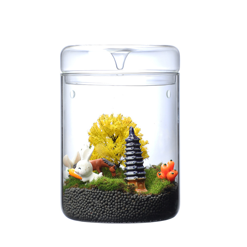 Fabricantes coleccionan vidrio de escritorio hecho a mano micro paisaje taza de exposición botella ornamental botella de luz transparente acuario ecológico