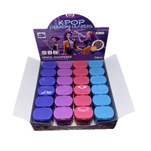 新款跨境K-POP猎魔女团双孔带盖卷笔刀铅笔小款塑料手动削笔器