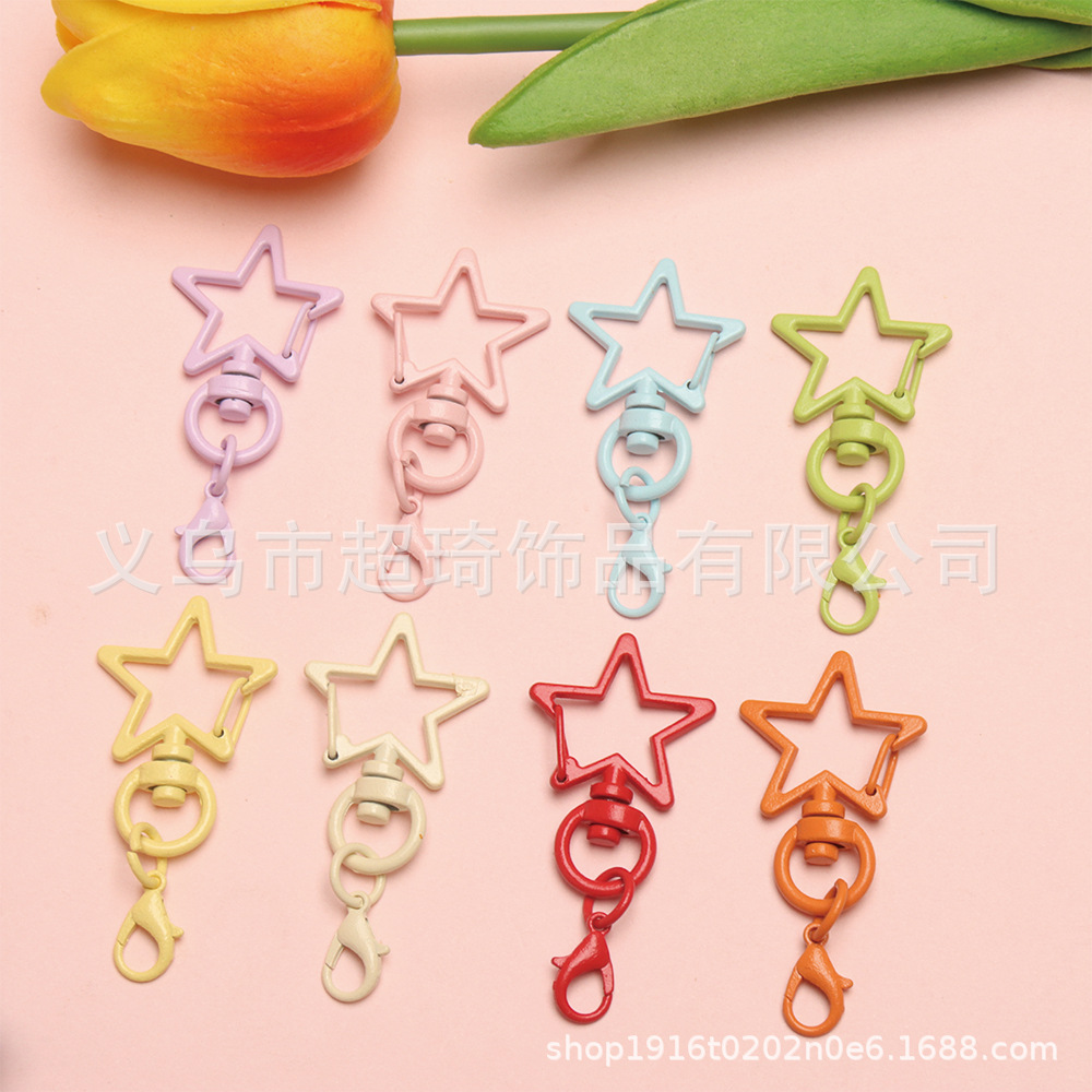 キャンディー色の五角星ロブスターセットの漆のキーホルダー