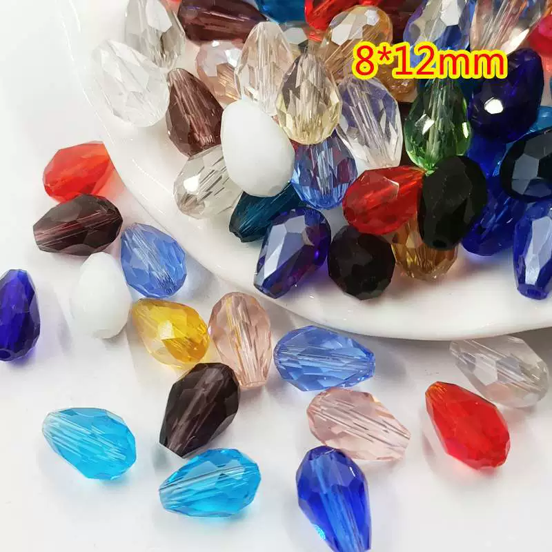 Прямое отверстие, капля воды, бисер ручной работы, материал «сделай сам», ювелирные изделия, аксессуары для волос, ожерелье, цепочка для свитера, хрустальное стекло 8*12 мм