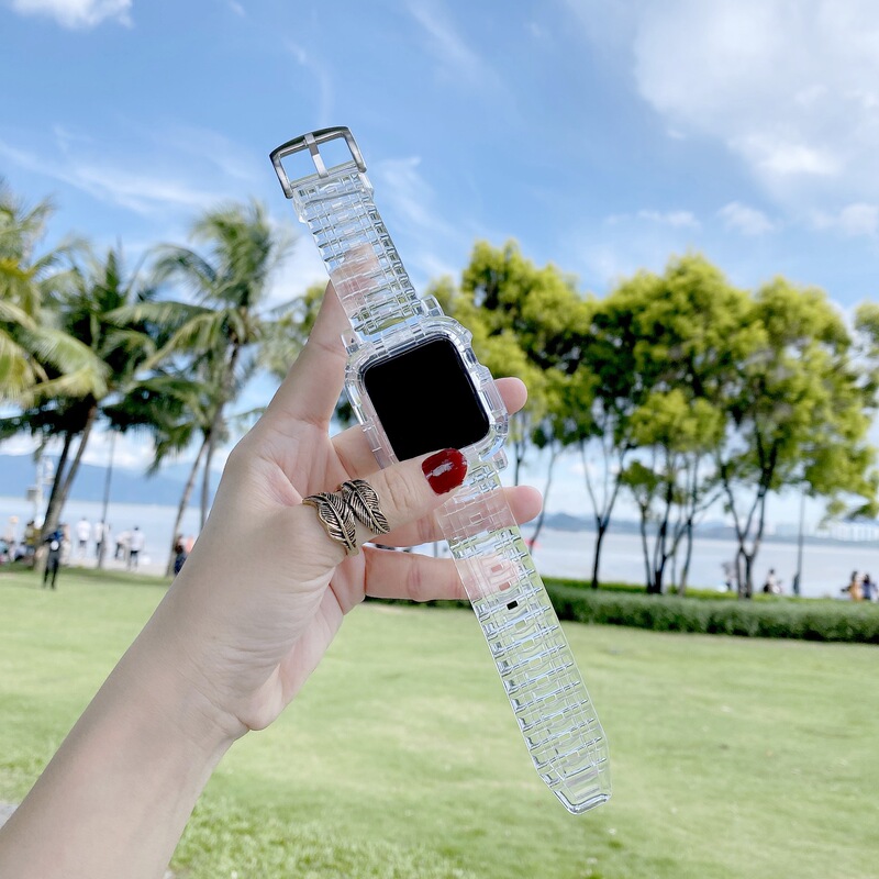 For Apple Watch7 Glacier Integrated Transparent Watch Strap Apple Watch 841mm456 Men's and Women's Replacement Wristband