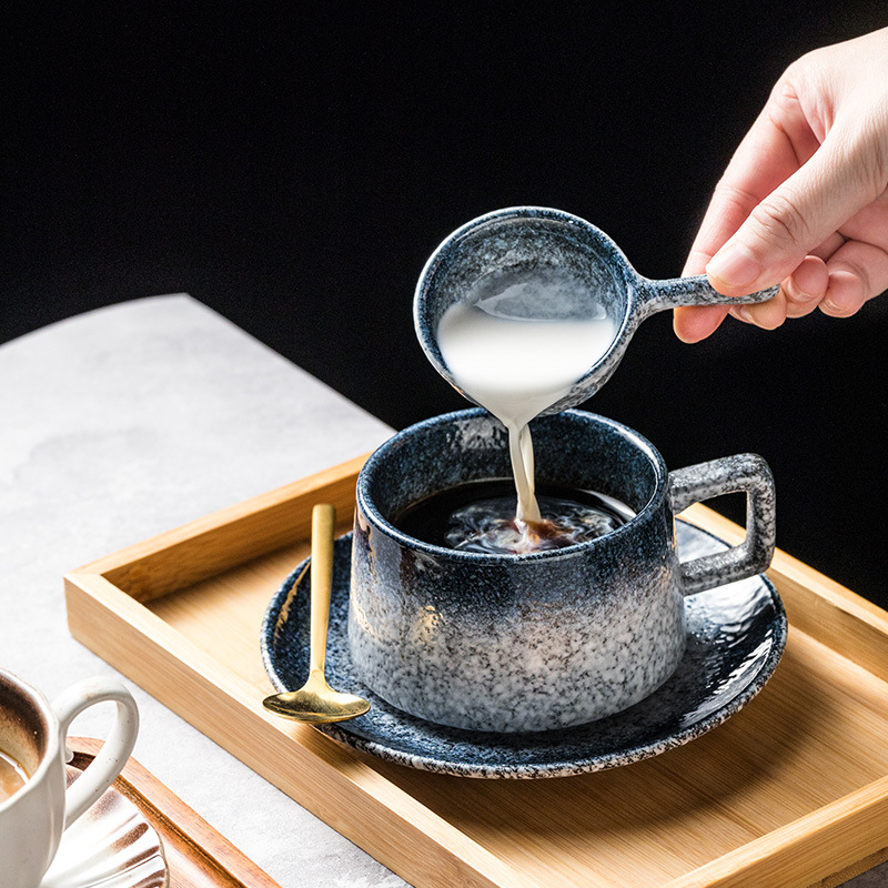 Taza de café de cerámica japonesa elegante taza retro lujoso café de alta calidad taza de cerámica de té de la tarde
