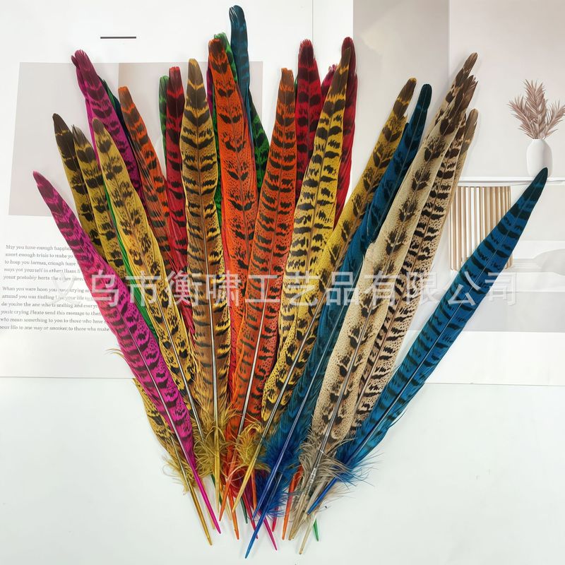 染色彩色羽毛母山鸡尾野鸡毛DIY手工制作婚庆舞台材料服饰配件|undefined