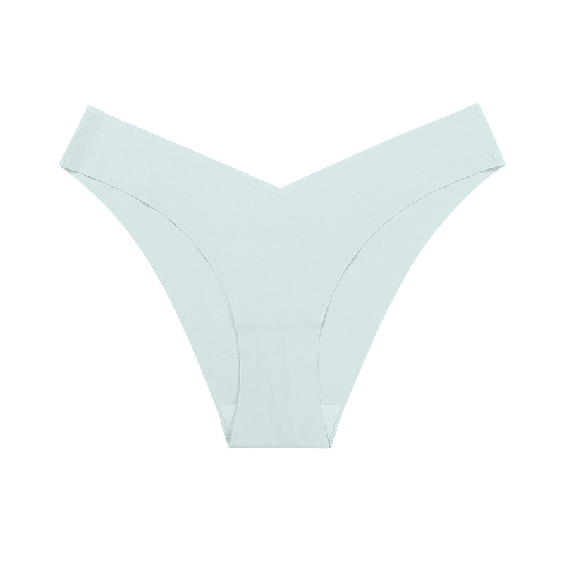 Ropa interior de seda de hielo sin costuras de talla grande europea y americana cintura en forma de V de una sola pieza de algodón entrepierna transpirable calzoncillos de mujer