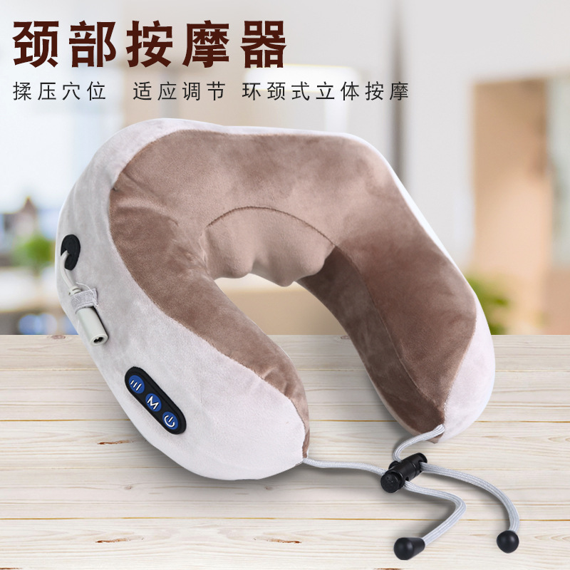 Portable massager 跨境U型多功能按摩枕头颈椎按摩器电动护颈仪