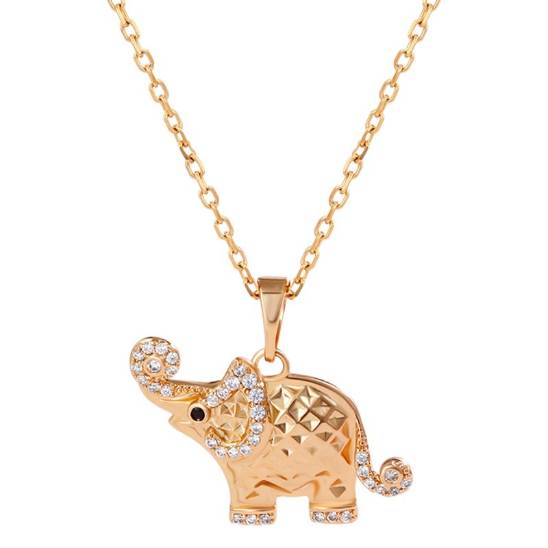 Xuking joyería de dibujos animados lindo elefante colgante mujer nicho joyería al por mayor japonés y coreano elefante de moda con incrustaciones colgante de circonio