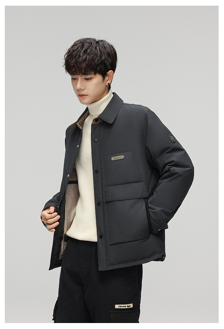 Men's Down Jacket Lapel Collar Warm Casual Winter Coat For Men_voghion.com