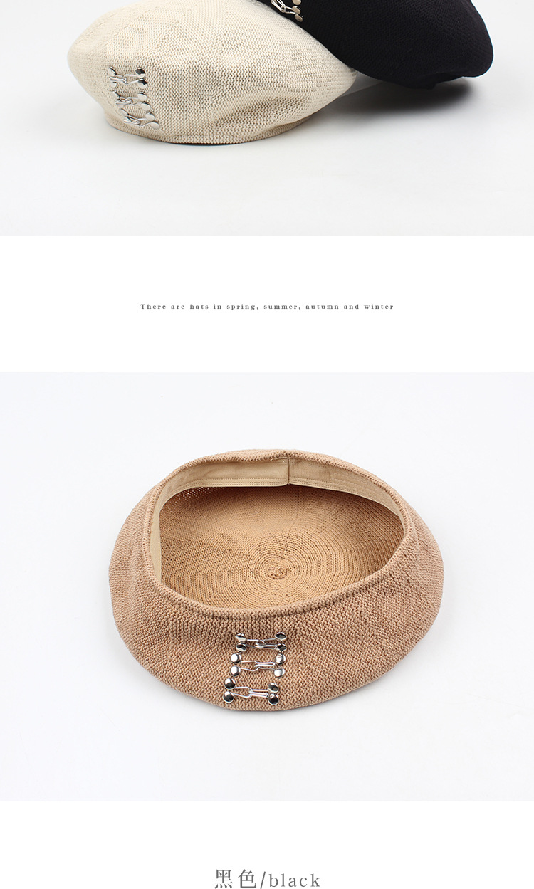 Fashion Metal Buckle Cotton And Linen Berets display picture 7