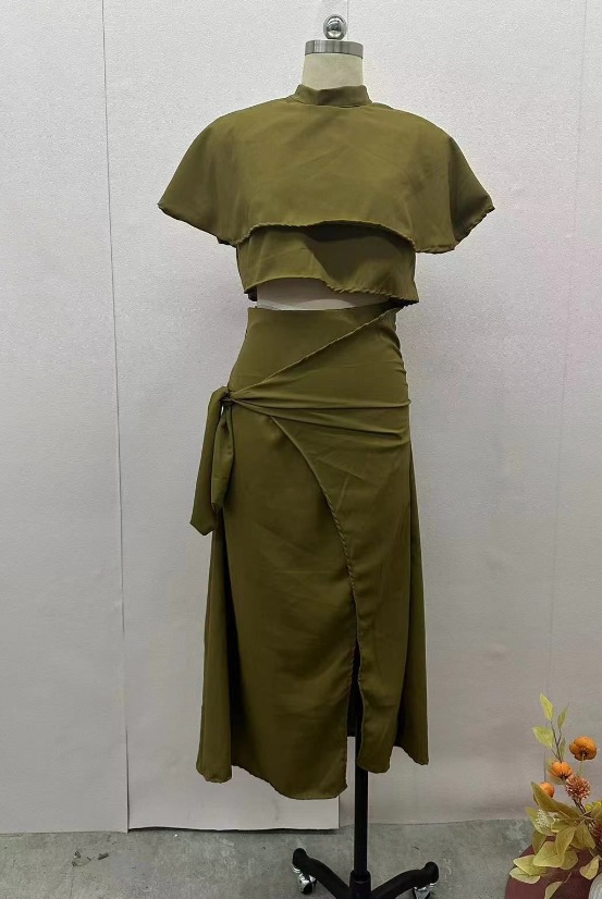 Women's Clothing Women's Fashion Shawl Collar Sexy High Slit Skirt Suit_mkmklike.com