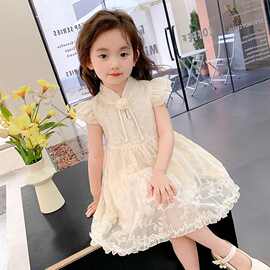女童连衣裙夏款2026新款儿童公主裙国风新中式夏季女宝宝花朵裙子