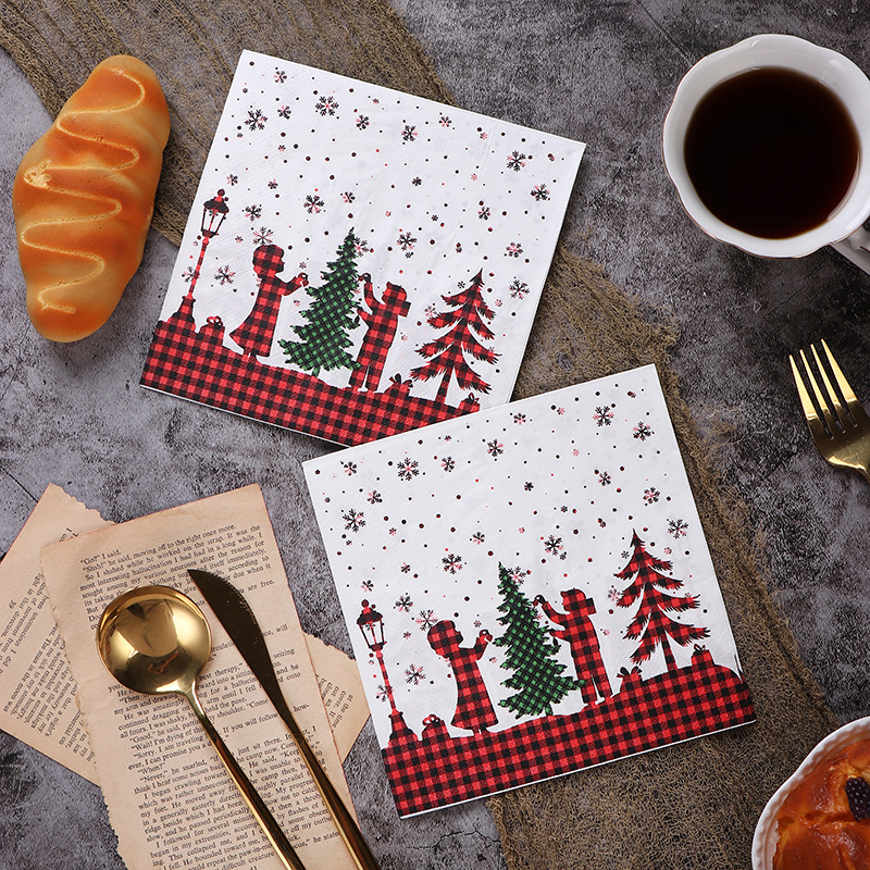 Tissue Personal Care Type Christmas Nordic Style Cute Christmas Tree Native Wood Pulp Tableware