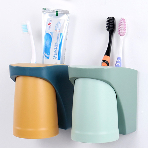 Factory Wholesale No-Hole Wall-Mounted Magnetic Portable Toothbrush Holder Student Cute Toothbrush Stand Brush Cup
