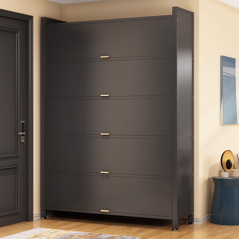 Steel Shoe Cabinet Household Floor-Standing Multi-Layer Dust-Proof Shoe Rack Entrance Entrance Large-Capacity Iron Storage Cabinet