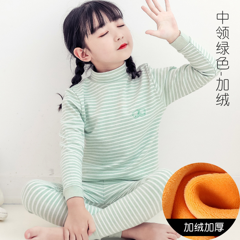 녹색 줄무늬 (중간 칼라 기모)