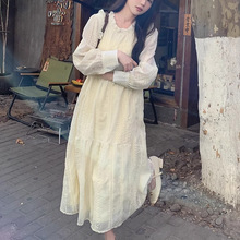 大码胖mm2025秋季新款蕾丝甜美连衣裙女装高端精致打底a字长裙子